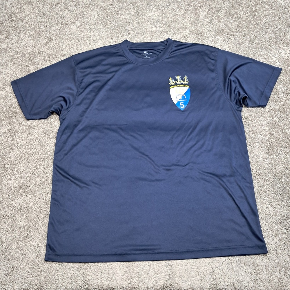 UltraClub Mens XL Navy Blue‎ ACU-5 Maintenance Dept Graphic Performance T-Shirt